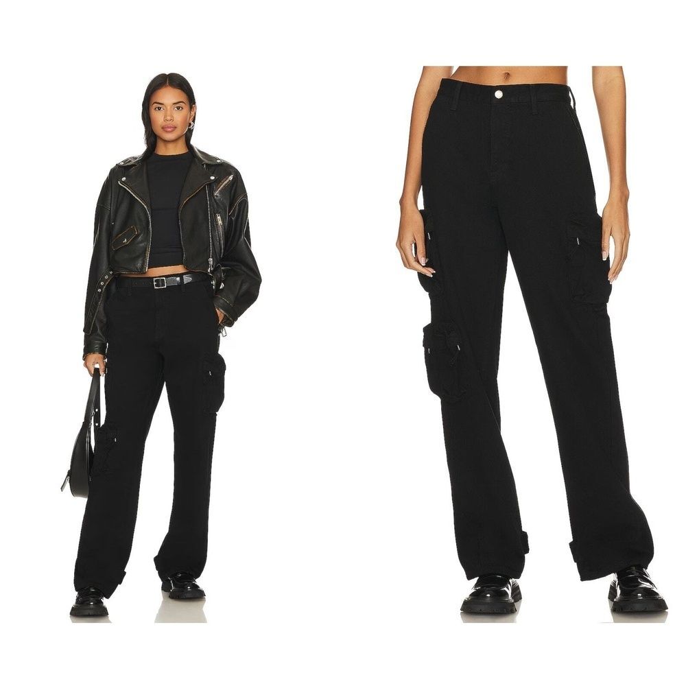 Pistola Revolve Mid Rise Cargo Jeans 25 Loose Straight Y2K Utility Black Bobbie
